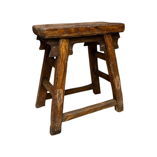 Antique Chinese Provincial Elm Stool