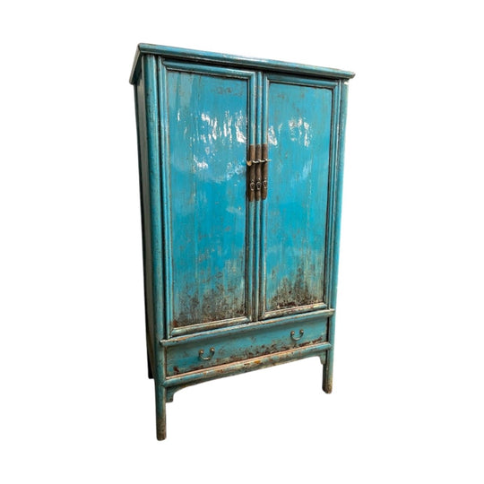 Antique Chinese Turquoise Lacquered Wardrobe | 1920's