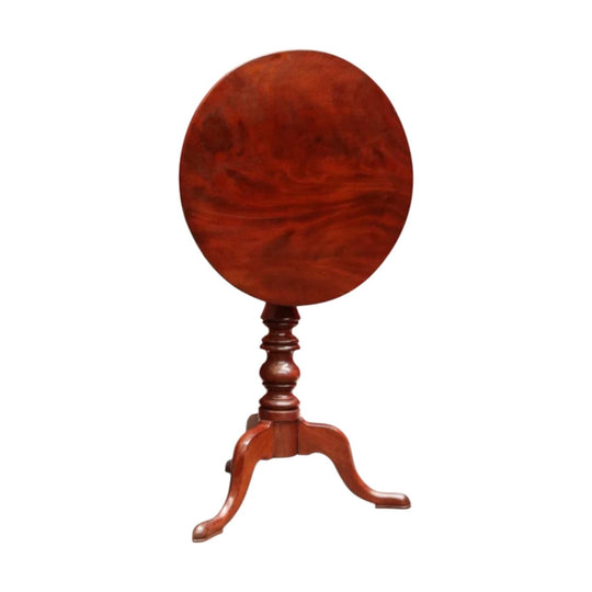 Antique Circa 1850 English Mahogany Tilt Top Wine Table with Tri Leg Base. B12828