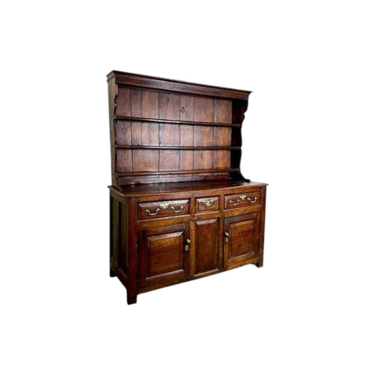 Antique English 18th century Oak Dresser with Plate Rack.