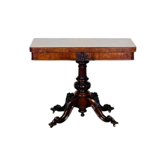 Antique English early Victorian Walnut Card Table.