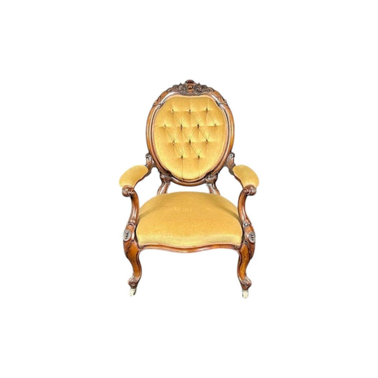 Antique English early Victorian Walnut Lounge / Salon Chair - Fauteuil.