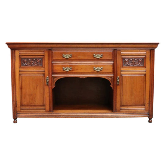 Antique English Edwardian Walnut 2 Door 2 Drawer Sideboard Cabinet B13011