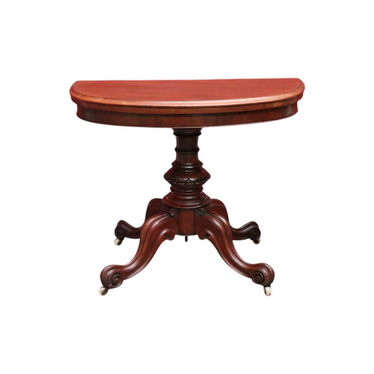 Antique English Fold Over Card Table or Pedestal Hall / Lamp Table