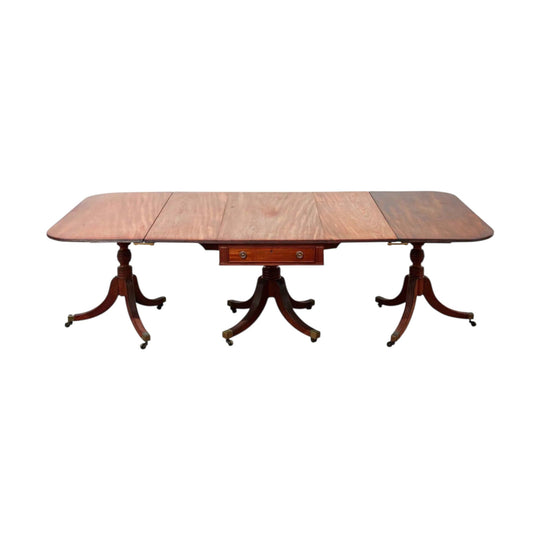 Antique English George III mahogant tri sectional Dining Table.