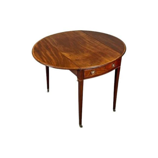 Antique English George III oval dropside Pembroke Table.