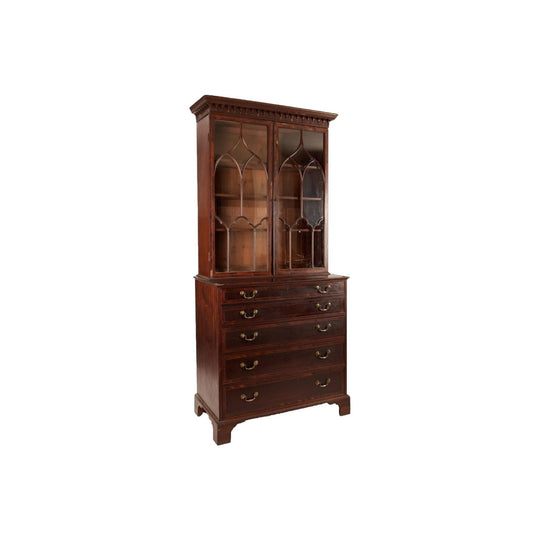 Antique English George III Secretaire Bookcase, stamped W.F. ( William France )  London early 19th Century