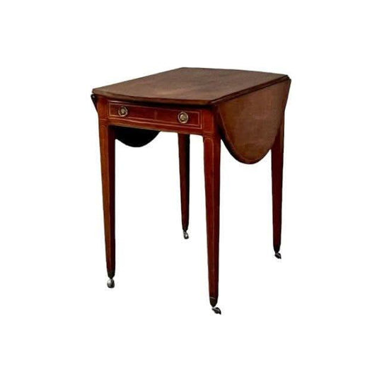 Antique English Georgian circa 1800 Inlaid Mahogany Pembroke Table.