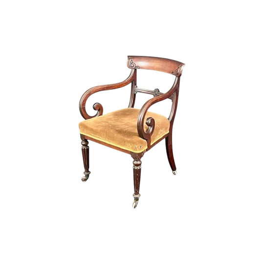 Antique English Georgian Mahogany Carver Chair / Desk Chair.