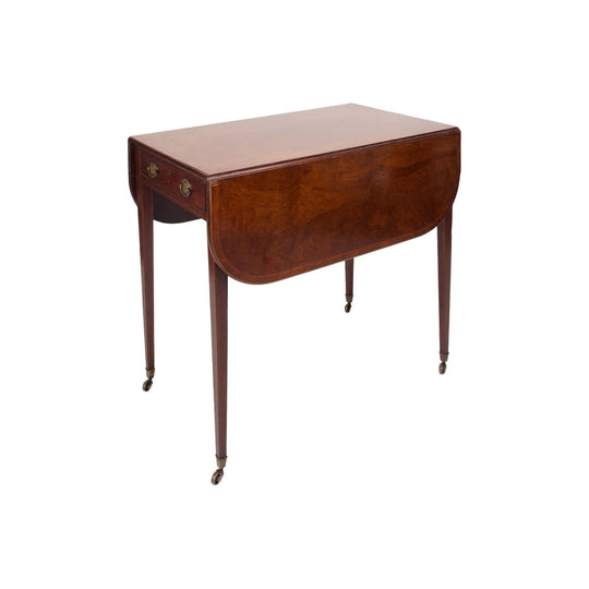 Antique English Georgian Mahogany Pembroke Table / Drop Side Table