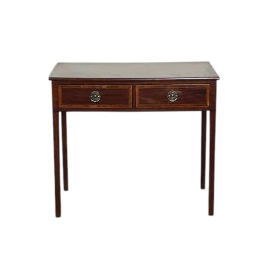 Antique English Georgian Mahogany two drawer Side Table.