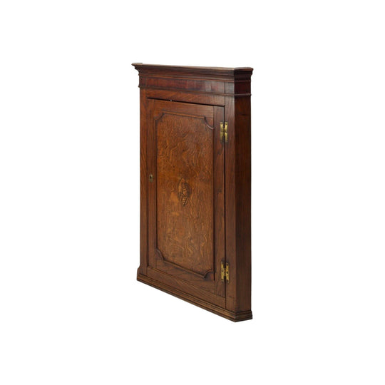 Antique English Georgian Oak 'hanging' Corner Cabinet