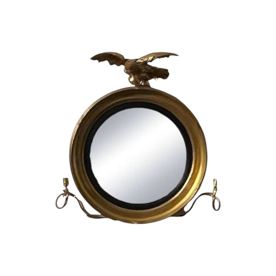 Antique English Georgian Regency period gilt convex Wall Mirror.