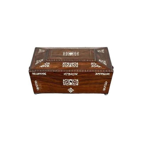 Antique English Georgian Regency period Mother of Pearl inlaid Rosewood Box.