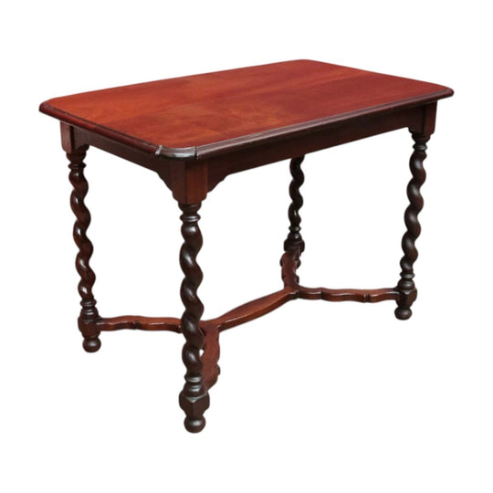Antique English Mahogany Barley Twist Hall Console Table or Small Desk B13006