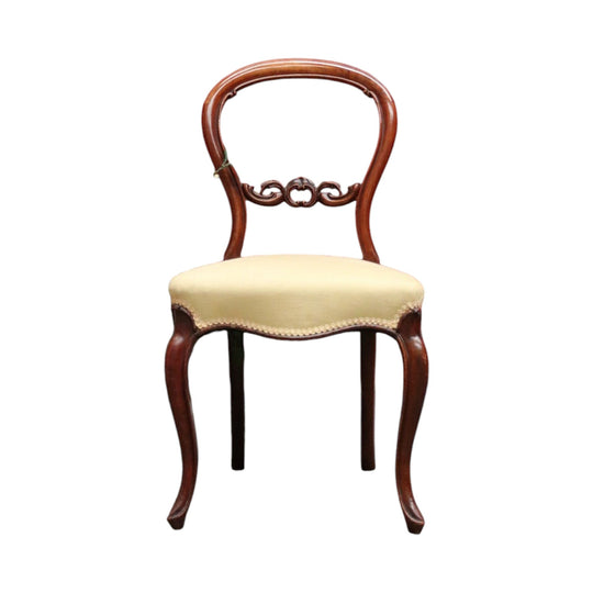 Antique English Mahogany Chair with Butter-Yellow Upholstery. B12626