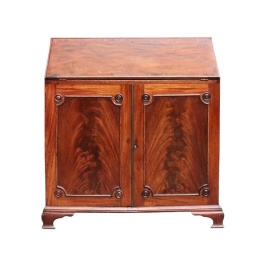 Antique English Mahogany Drop Front Bureau Desk Cupboard c1870. B12983
