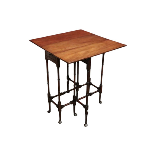 Antique English Mahogany Gate-Leg Table – Turned Bamboo-Inspired Legs. B12580