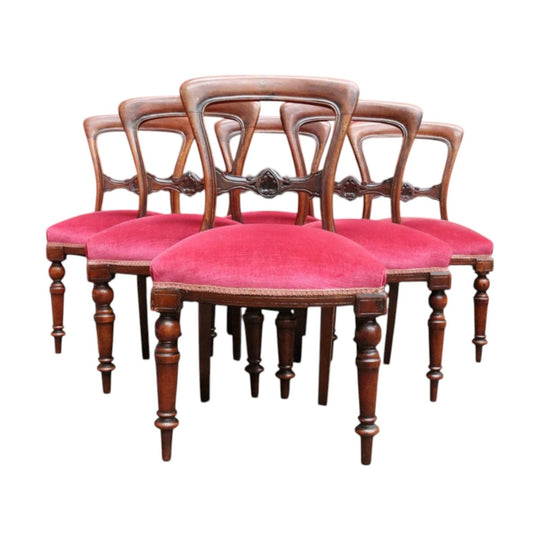 Antique English Mahogany Set of 6 Dining Kitchen Chairs c1890 B12996