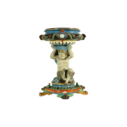 Antique English majolica cherub table centrepiece