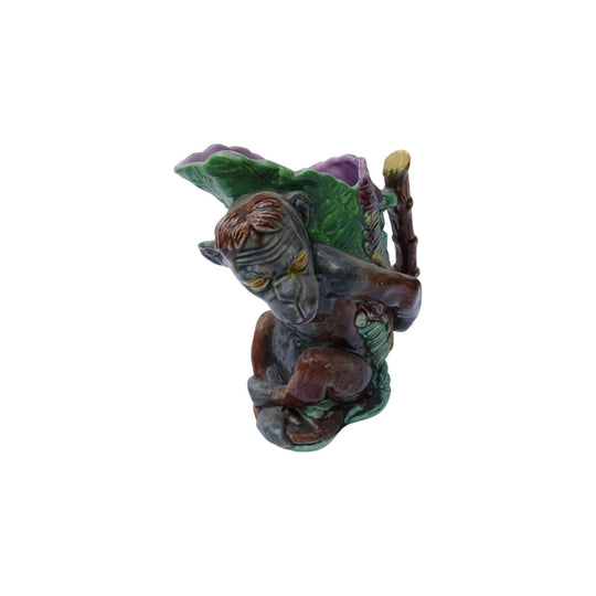 Antique English majolica monkey figural pitcher / jug. 