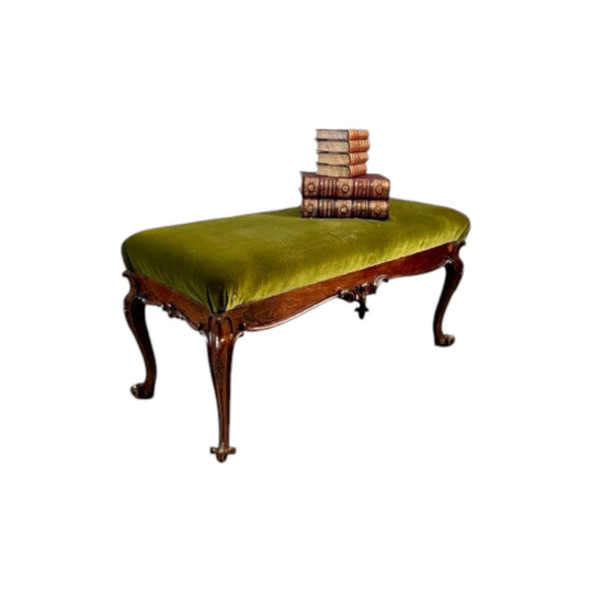 Antique English mid Victorian period 1850s Rosewood Upholstered Bench Stool.....on HOLD