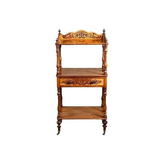 Antique English mid Victorian period 1850s Walunt with parquetry Etagere / Whatnot Stand / Display Stand.