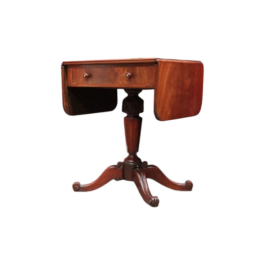 Antique English Pembroke Table with Drop Sides and Tapered Pedestal Base