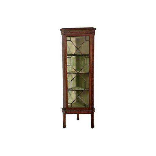 Antique English Victorian/ Edwardian inlaid Mahogany corner Display Cabinet