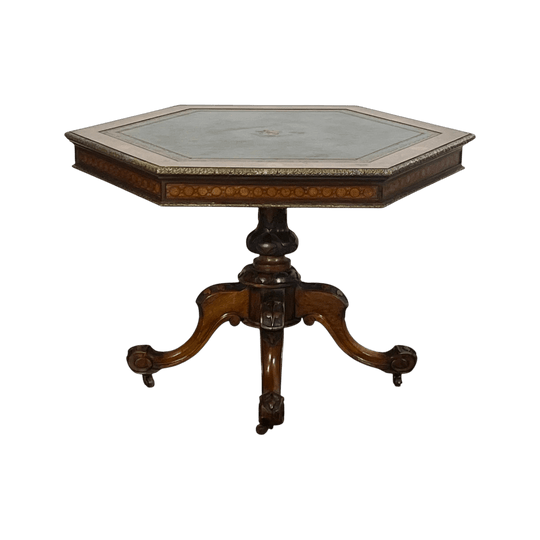 Antique English Victorian inlaid Walnut Centre Table.