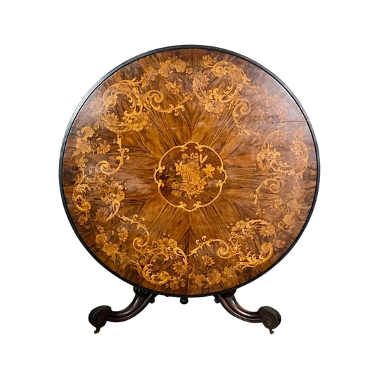 Antique English Victorian inlaid Walnut Table.