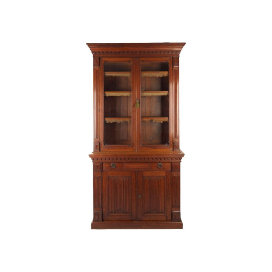 Antique English Victorian Oak Bookcase,  last quarter of the 19th Century
