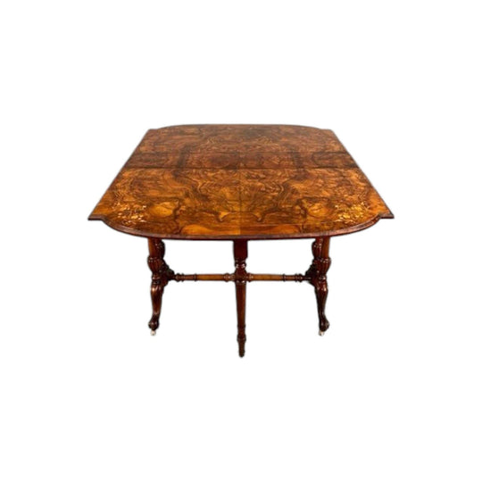 Antique English Victorian Period 1860s inlaid Walnut Sutherland Table.