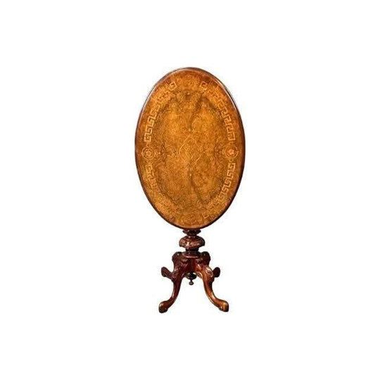 Antique English Victorian period Walnut with inlay Tilt Top Occasional Table.
