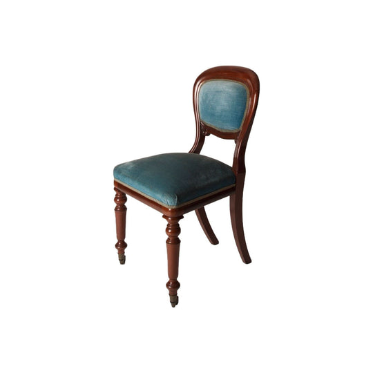 Antique English Victorian Rare Long Set of 12 Mahogany Balloon Back Chairs.