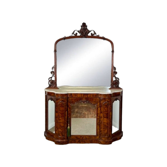 Antique English Victorian Walnut Credenza.