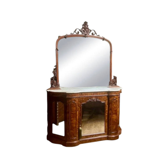 Antique English Victorian Walnut Credenza.