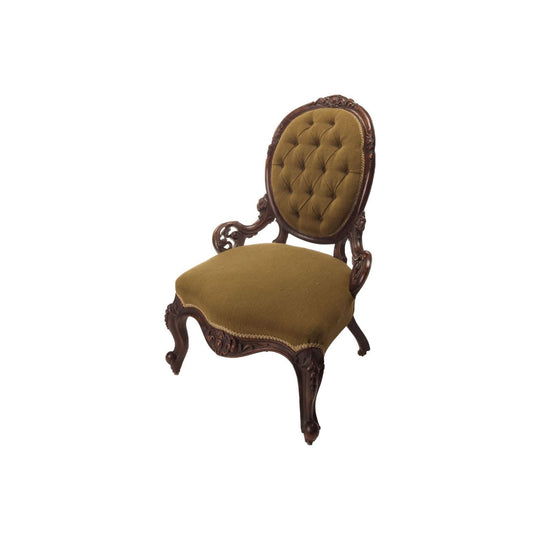 Antique English Victorian Walnut Easy Chair