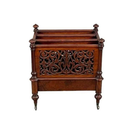 Antique English Victorian Walnut Music Canterbury