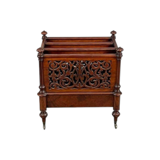 Antique English Victorian Walnut Music Canterbury