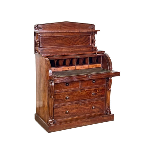 Antique English William IV Mahogany Cylinder Desk.