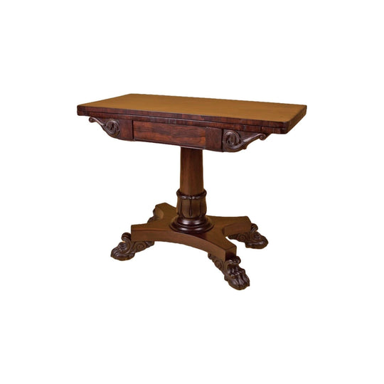 Antique English William IV Rosewood Card Table / Side Table