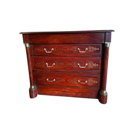 Antique European Brass Inlay Masterpiece cabinet sideboard hall stand hallway