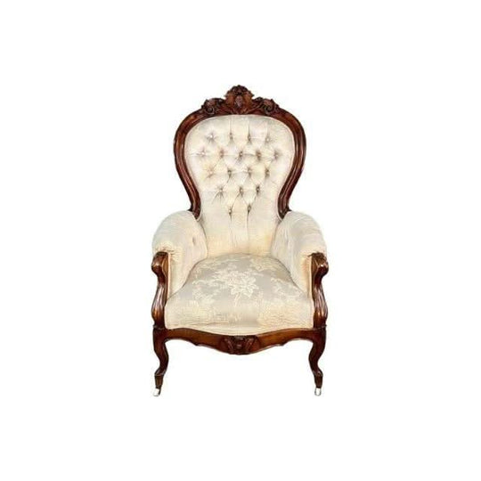 Antique French 1860s Walnut Bergere Chair.