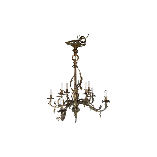 Antique French 8 light chandelier in bronze