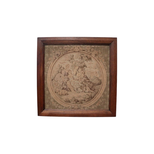 Antique French Aubusson Hand-made Tapestry in the Original Oak Frame.