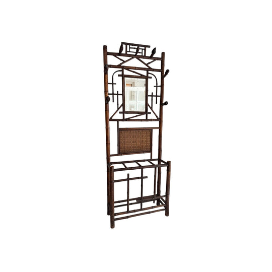 Antique French bamboo hall and umbrella stand