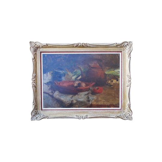 Antique French Belgium impressionist still life oil