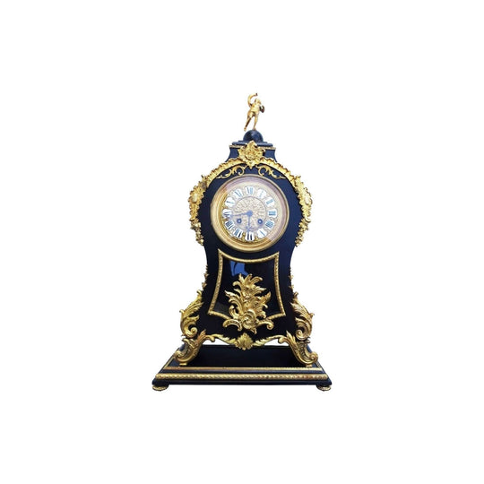 Antique French black lacquer bronze clock