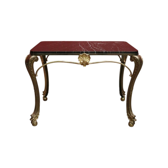 Antique French Brass and Black Marble Top Coffee Table, or Side or Lamp Table.